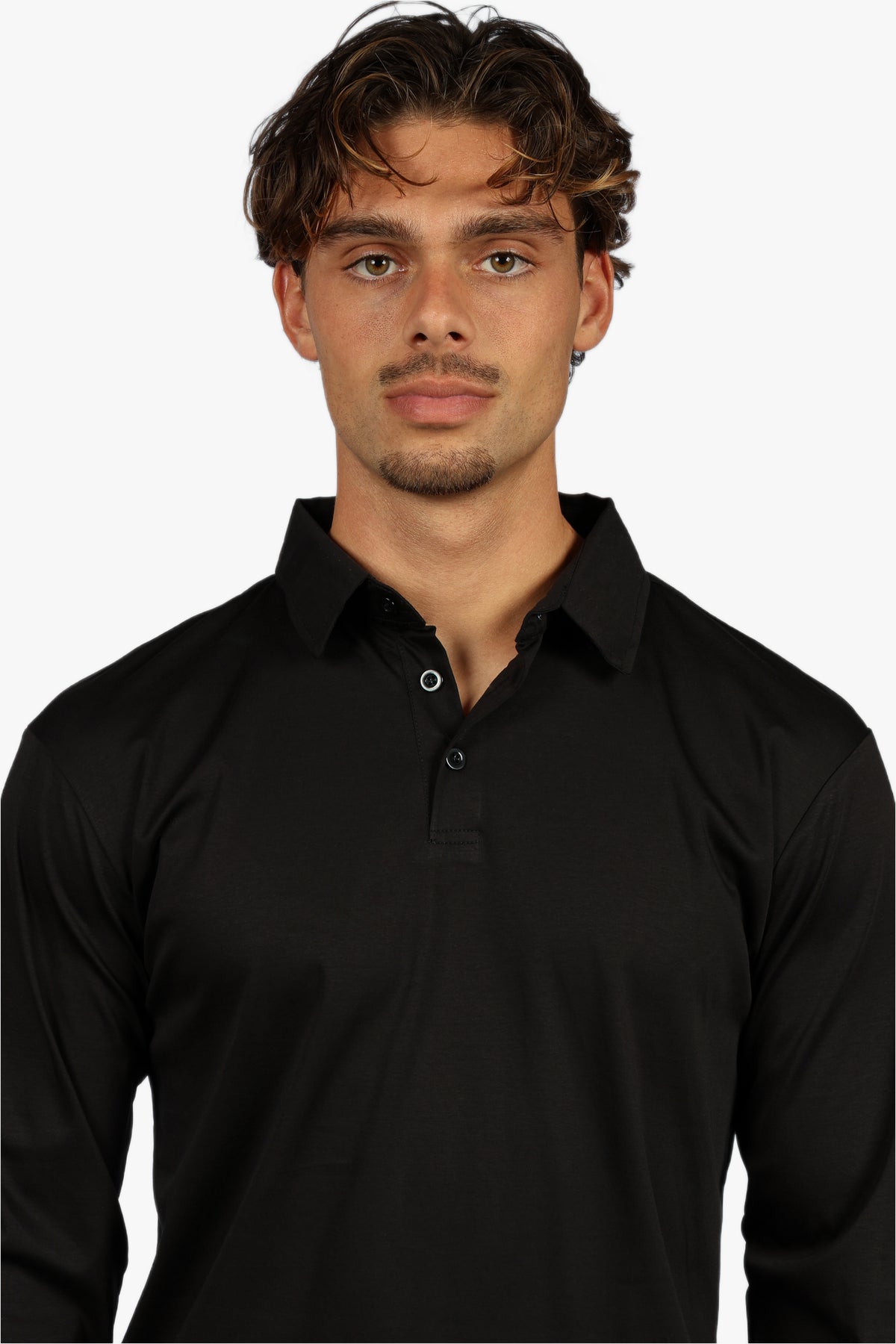 LONG SLEEVE POLO - BLACK
