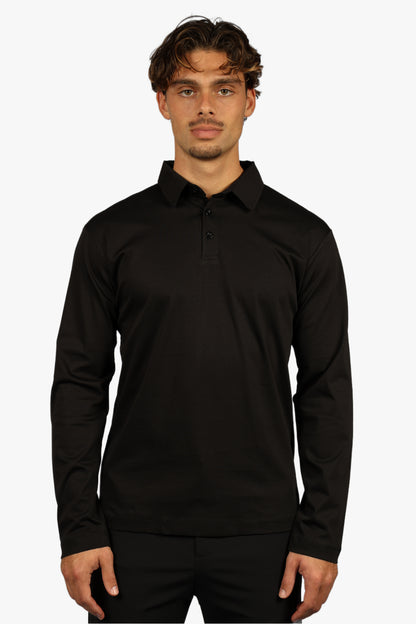 LONG SLEEVE POLO - BLACK