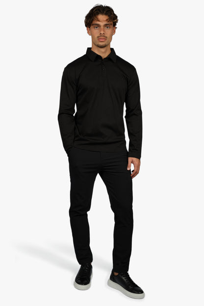 LONG SLEEVE POLO - BLACK