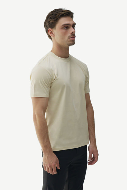 SLIM PREMIUM COTTON TEE - BEIGE