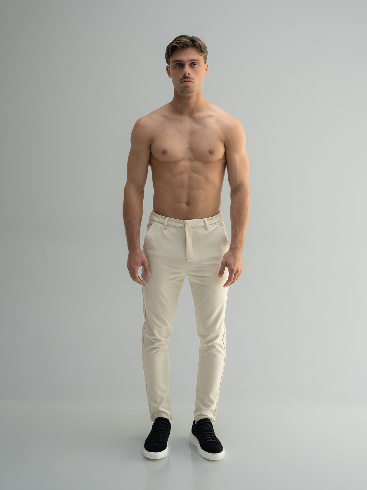 TAILORED STRETCH TROUSERS - BEIGE