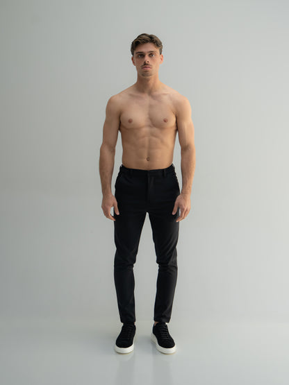 TAILORED STRETCH TROUSERS - BLACK